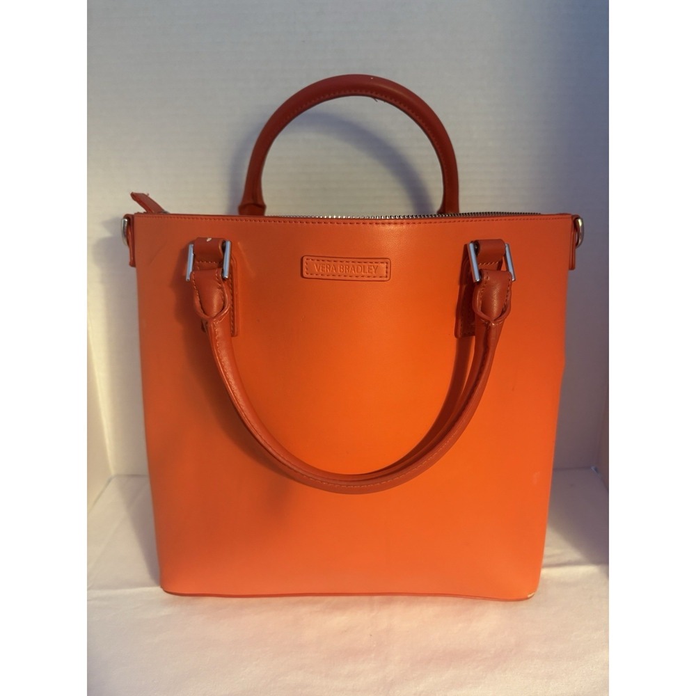 Vera Bradley Orange Top Handle Bag Zip Closure Patterned Interior